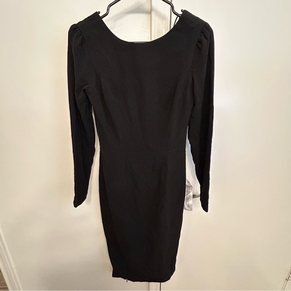 NWT Dress the Population Nadia Black Puff Sleeve Dress XS Structured Sculpted - Picture 3 of 14